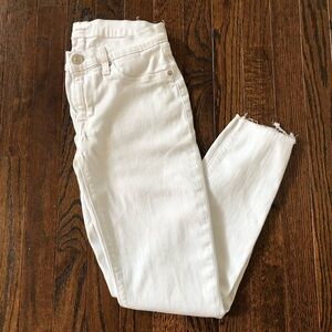 *VGUC* Hudson Women’s 27 Ankle Krista Super Skinny Mid-Rise Raw Hem White Jeans